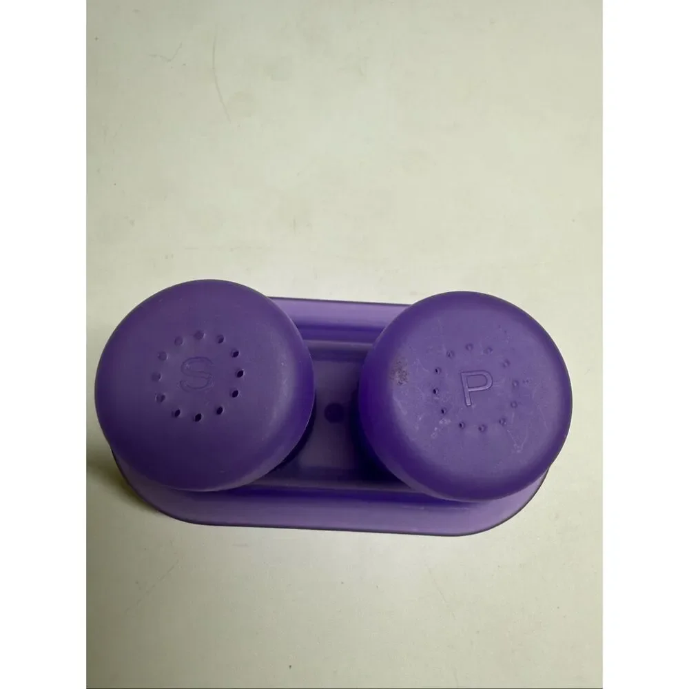 Rare Vintage Purple Salt And Pepper Shaker With Holder